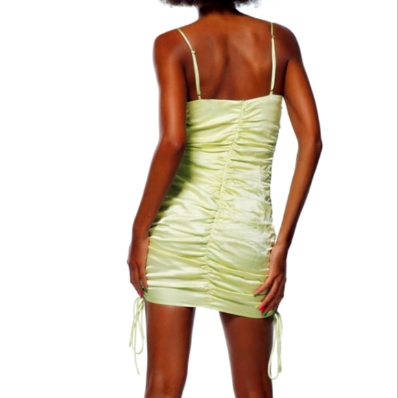 NWT Zara Mint Green Ruched Midi Dress, Size M - Picture 6 of 15